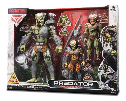 Predator Super Set De Lujo 3 Figuras Luz Laser Y Movimientos
