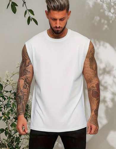 Regata Oversized Machão Masculina Lisa Estilosa Preta New