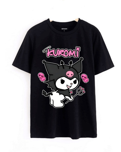 Polera De Niña Kuromi Estampada En Dtf Senshi Cod 007