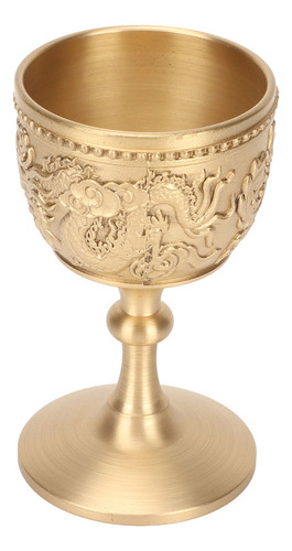 Copa De Vino En Forma De Cáliz Dorado, Estilo Retro En Relie