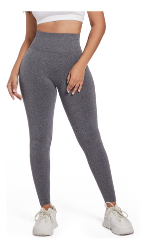 Pantalón Leggings Mujer De Compresión Deportivo Gris Lycra 