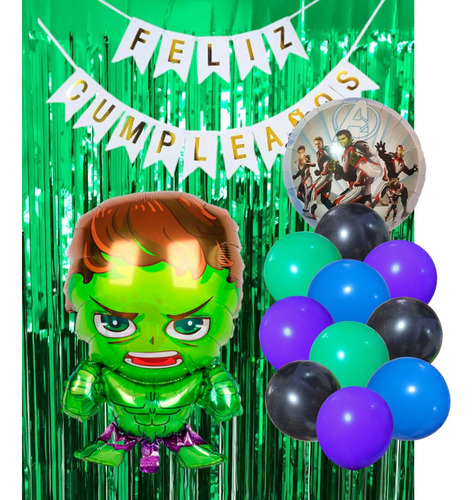 Combo Cumpleaños Globos Hulk Avengers Tematica Decoracion