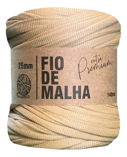 Fio De Malha Premium Cores Variadas Para Crochê 25mm 140m Cor Bege