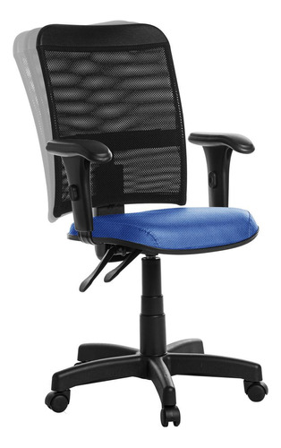 Cadeira Escritório Ergonômica Tela Com Braço Rj Azul