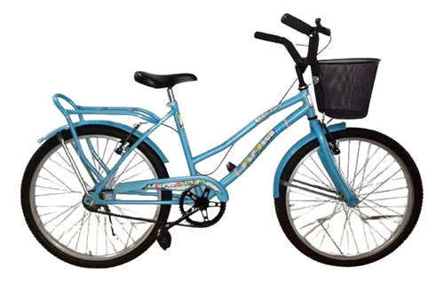 Bicicleta paseo femenina RAM Paseo R26 1v frenos v-brakes color celeste con pie de apoyo  