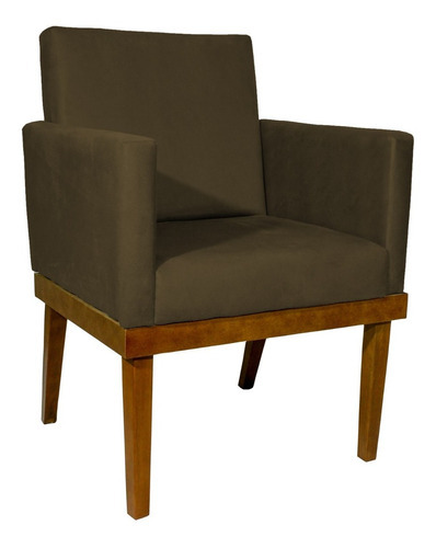 Poltrona Decorativa Cadeira Reforçada Recepção Divine Cores Cor Marrom Desenho do tecido TECIDO SUEDE