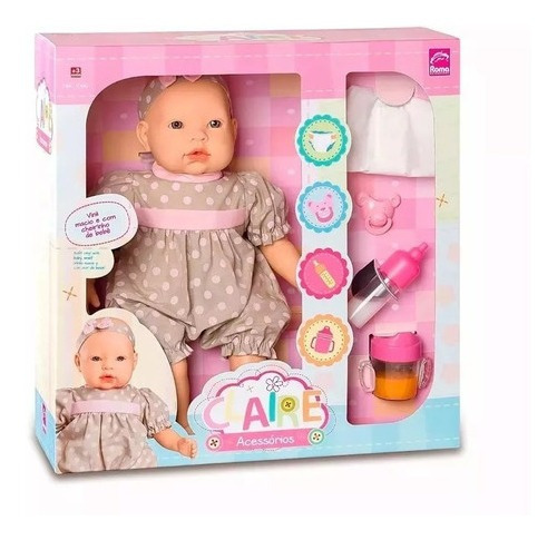 Muñeca Bebé Claire Roma Con Accesorios 38 Cm Arbrex 5416