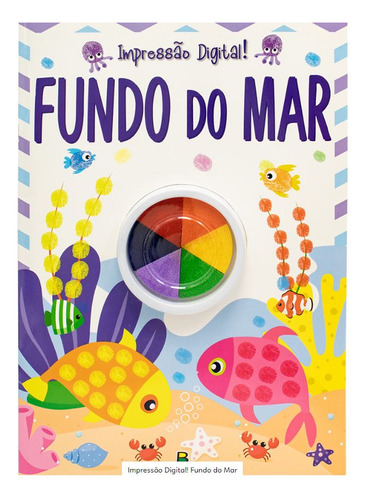 Livro Infantil Pintura Na Ponta Dos Dedos Impressão Digital! Fundo Do Mar Com Esponjas Interativa