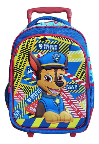 Mochila Infantil 3d Paw Patrol Con Carro Grande 40 X 30 Cm Color Azul Diseño De La Tela Liso