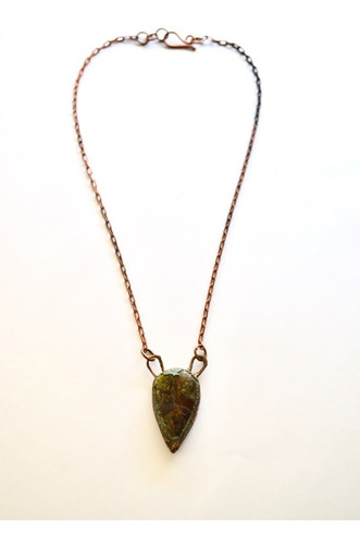 Imagen 3 de 5 de Collar Piedra Natural Sangre De Dragon, Cadena Cobre, Cod1