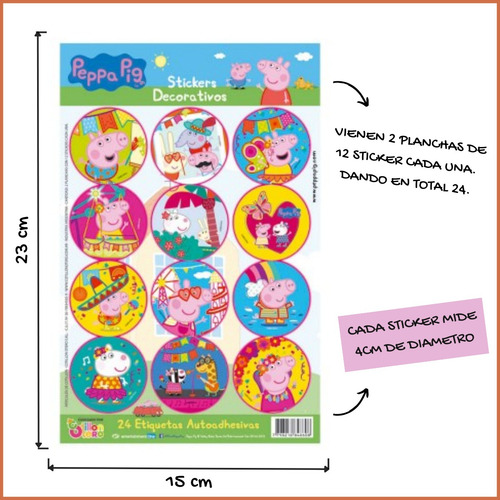 Stickers Adhesivos Decorativos X24 Unid - Peppa Pig