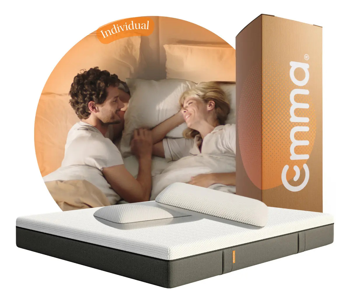 ColchĂłn Emma Original Individual Memory Foam + Dos Almohadas Color Blanco