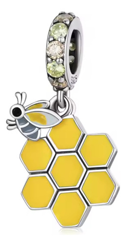 Charm 100% Plata S925 Dije Panal Miel Abeja Reina Apicultor Plata