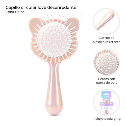 Cepillo Perlado Circular Love Desenredante Con Mango 39044