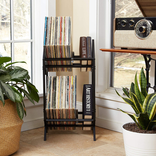 Soporte Para Discos De Vinilo Metal Negro Mate Almacenamient