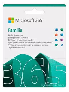 Microsoft Office 365 Familia 6 Usuarios Onedrive Word Excel