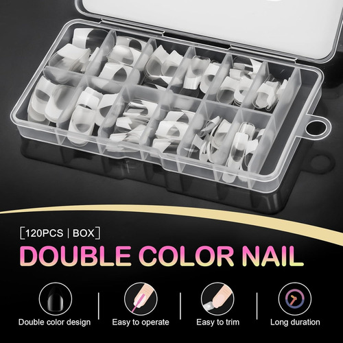 Puntas De Uñas Francesas Forma De Dos Colores 120pz