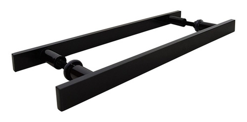 Puxador Duplo Inox Preto Para Porta Pivotante de Madeira/Vidro 50cm (40cm Entre os Furos) Haste Barra Chata