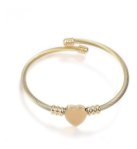 Pulsera Corazón Acero Inoxidable Oro, Plata, Rosa Ajustable