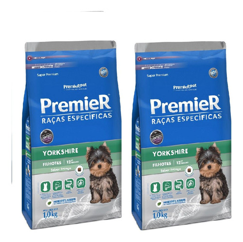 Ração Premier Cão Yorkshire 1kg Filhote Kit 2 Unidades