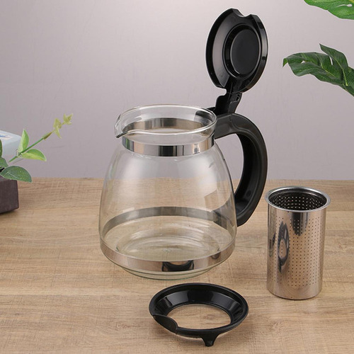 L Tetera De Vidrio De 1,5 L Con Infusor De Acero Inoxidable