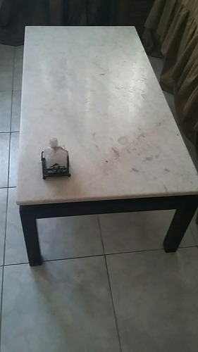 Mesa Ratona Marmol Blanco Minimalista De Diseño Y Madera (Usado)