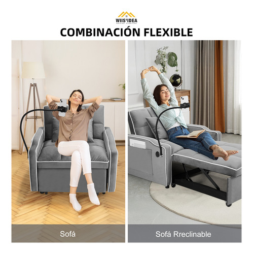 Sofá Cama Sillón Reclinable Convertible 3 En 1