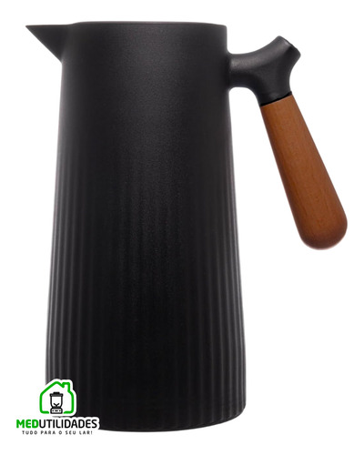 Garrafa Térmica 1l Vácuo Café Chá Cabo Imita Madeira 12hrs