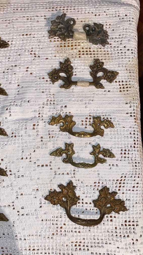 Par De Tiradores Franceses Antiguos Bronce Popi31