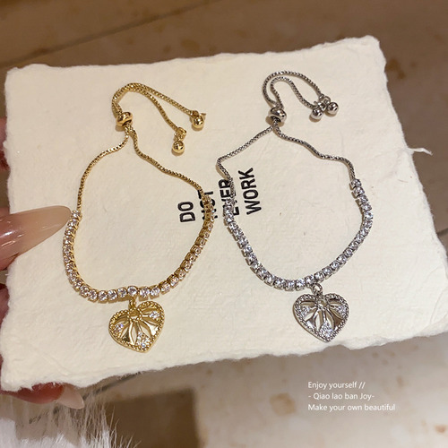 Pulsera Ajustable Zircon Love, A La Moda, Ligera Y Lujosa (1
