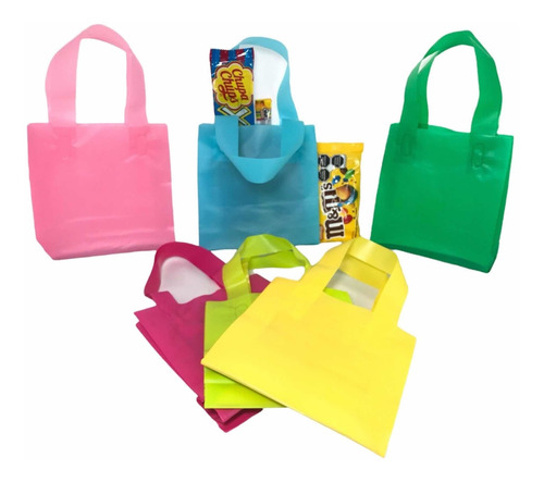 100 Bolsas Fiesta Polietileno Dulcero Bolsita Colores Varios