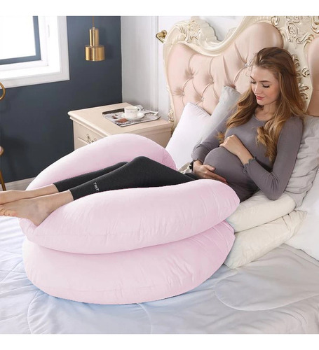 Almohada De Embarazo Y Lactancia En G Relleno Microgel Purpl Color Rosa Claro Geométrico