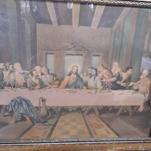 Imagem 4 de 5 de Quadro Santa Ceia Antigo Gravura Anos 60