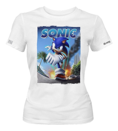 Camiseta Sonic Movie Póster Explosión Dama Mujer Idk