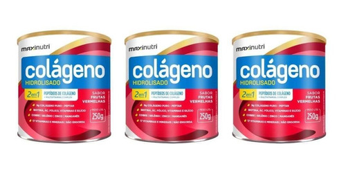 Imagem 1 de 1 de Maxinutri Colágeno Hidr 2em9 Fruta Vermelhas 250g (kit C/03)