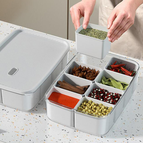 Caja De Condimentos Para Especias De Cocina Con Tapa, Botes