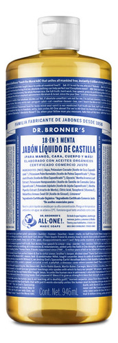 Jabón Liquido De Castilla Organico Dr Brooner´s Menta 946 Ml