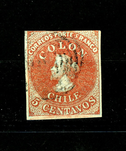 Sellos Postales De Chile. Primera Emisión, N° 4, Año 1854.