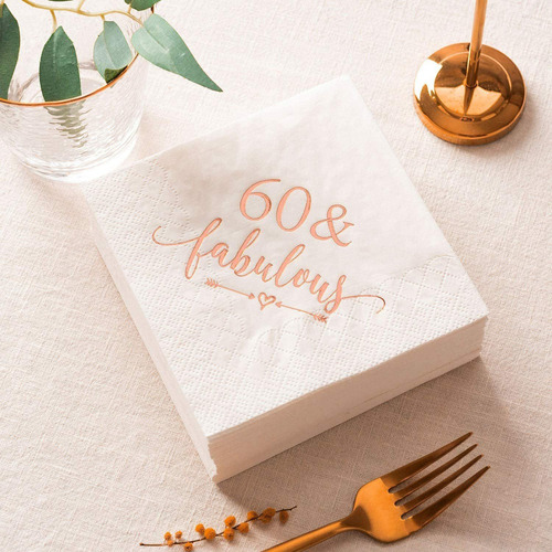 Crisky 60 And Fabulous Cocktail Napkins Rose Gold For Women