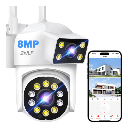 Cámara Seguridad Wifi Dual Lente Exterior Con Led Alarma 8mp