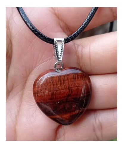 Dije Corazón Ojo De Tigre Rojo / Ojo De Buey