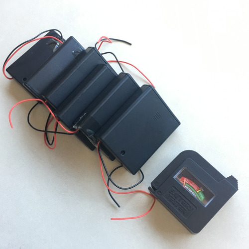 6 Unidades Suportes 4 Slots Bateria Aaa + Voltímetro Ref.070