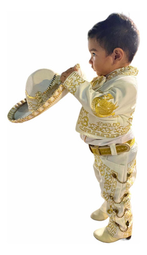 Traje Charro T/4 Completo Sombrero Camisa Moño Cinto Botin
