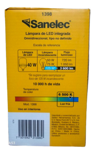 Foco De Alta Potencia 40w Luz Fría Led 6500k 3600 Lm Blanco Frío