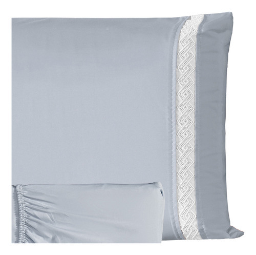 Roupa De Cama King 03 Peças Toque Macio Micropercal 200 Fios Cor Cinza
