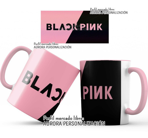 Mug Pocillo Black Pink K-pop Interior Y Oreja Rosada 0011