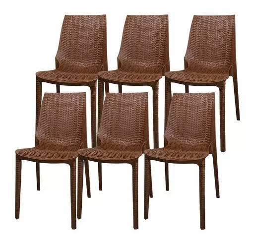 Silla X 6 Plástica Comedor Harmony Simil Ratan Quality