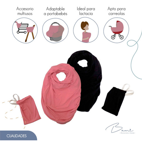 Set Mascada De Lactancia Rosa Y Negra