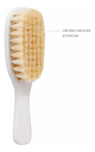 Escova E Pente Com Cerdas Naturais Zero Meses Branco Buba
