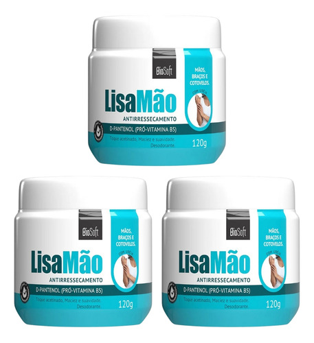 Creme Lisa Maos Bio Soft 120g Antirressecamento - Kit C/ 3un
